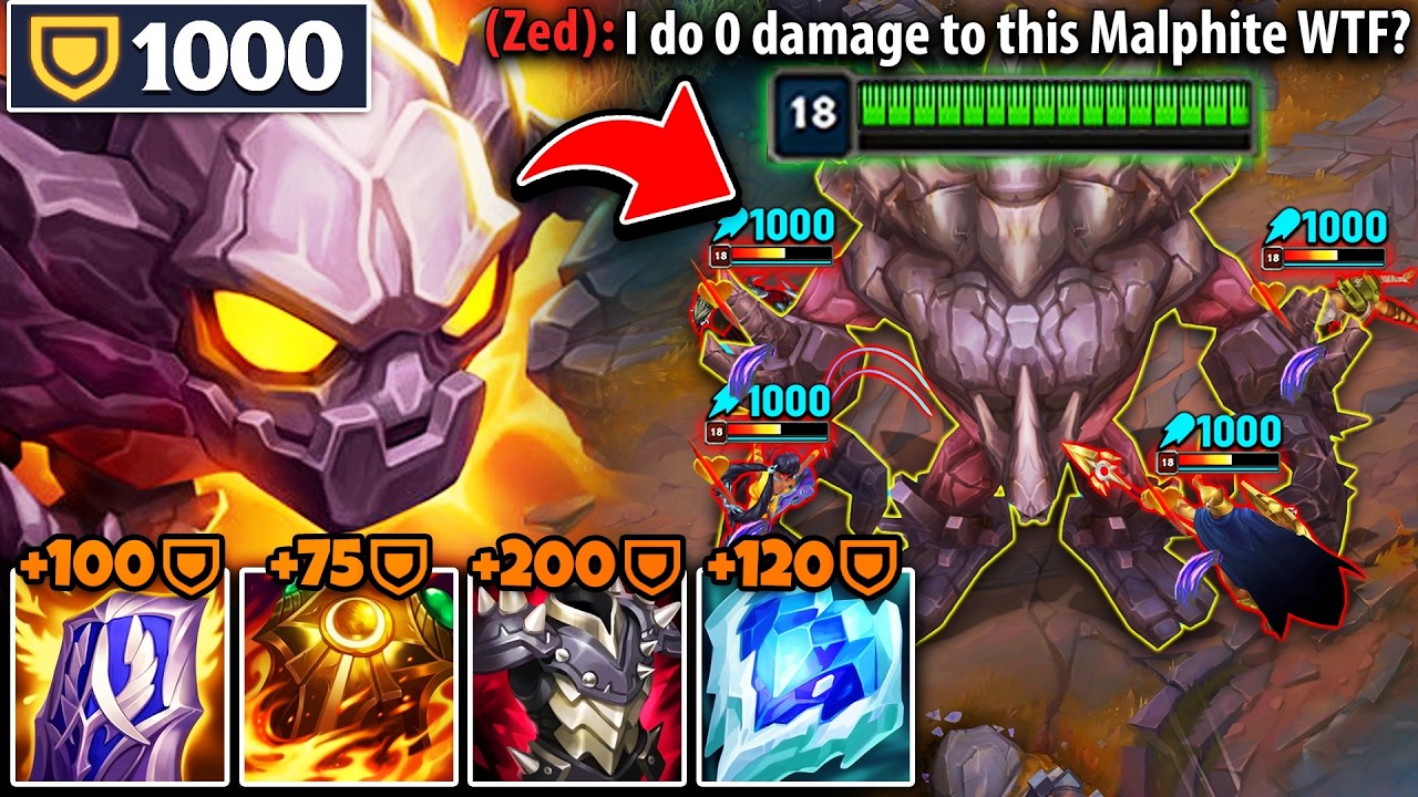 The enemy picked a full AD team, so I stacked 1000 Armor on Malphite (ZED WAS SO MAD)