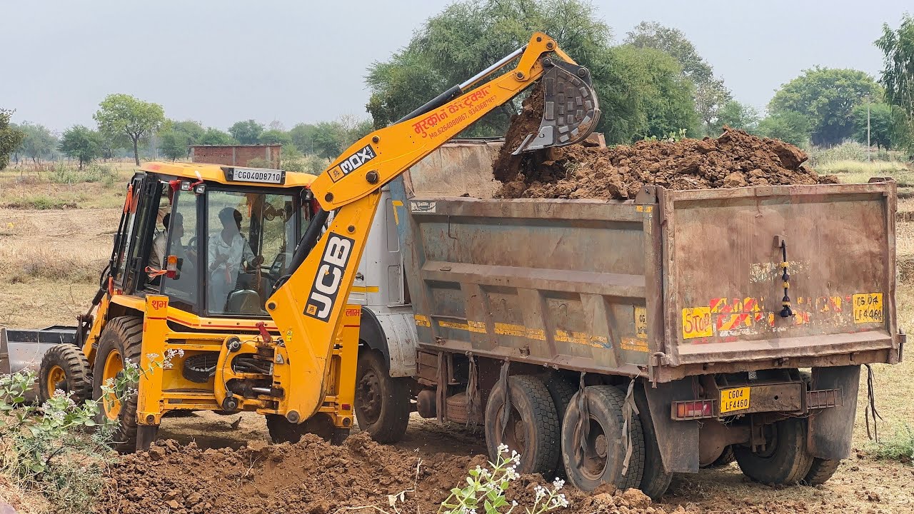 Jcb 3dx Backhoe With Tata 2518 Hayva Loading Mud For Making Pond In Village | Jcb Truck Video 