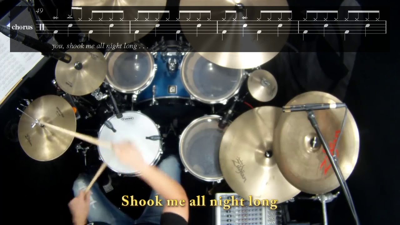 Drum Cover AC/DC You Shook Me All Night Long Drum Sheets & Lyrics