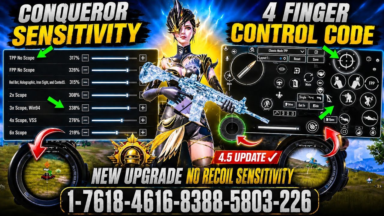 NEW UPDATE 4.5 CODE🔥PUBG MOBILE/BGMI SENSITIVITY SETTINGS 2026 | BEST SCOPE SENSITIVITY SETTING 