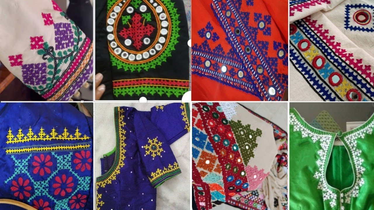 Beautiful Sindhi Hurmich Neck Designs | Kutch Work Embroidery Dress Designs.