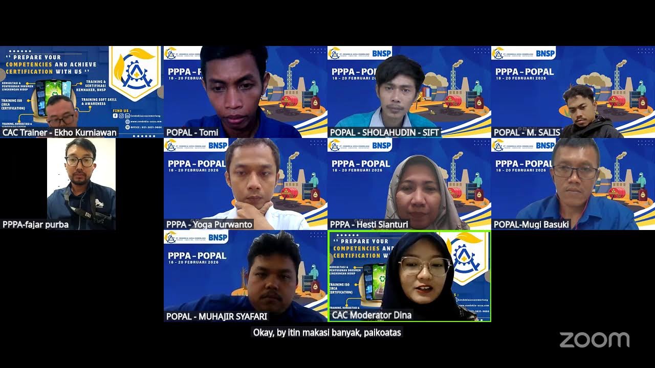 Training Sertifikasi Online PPPA POPAL BNSP - 18 Februari 2026 - Sesi Siang