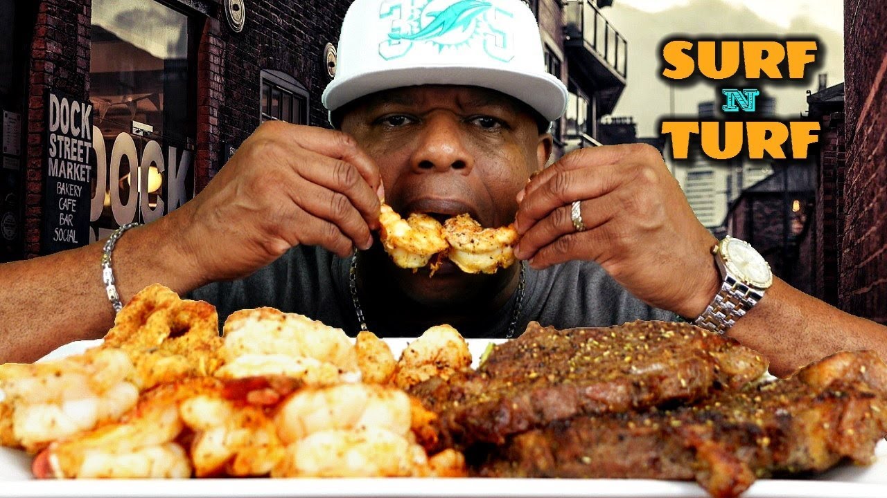 Surf And Turf Mukbang | Ribeye Steaks, Shrimp, and More!
