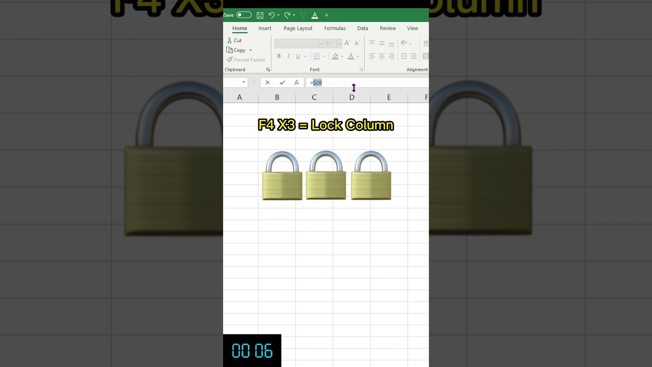 One Excel Shortcut in 15 Seconds : Lock Cells (F4) 🚀 #Excel #shorts