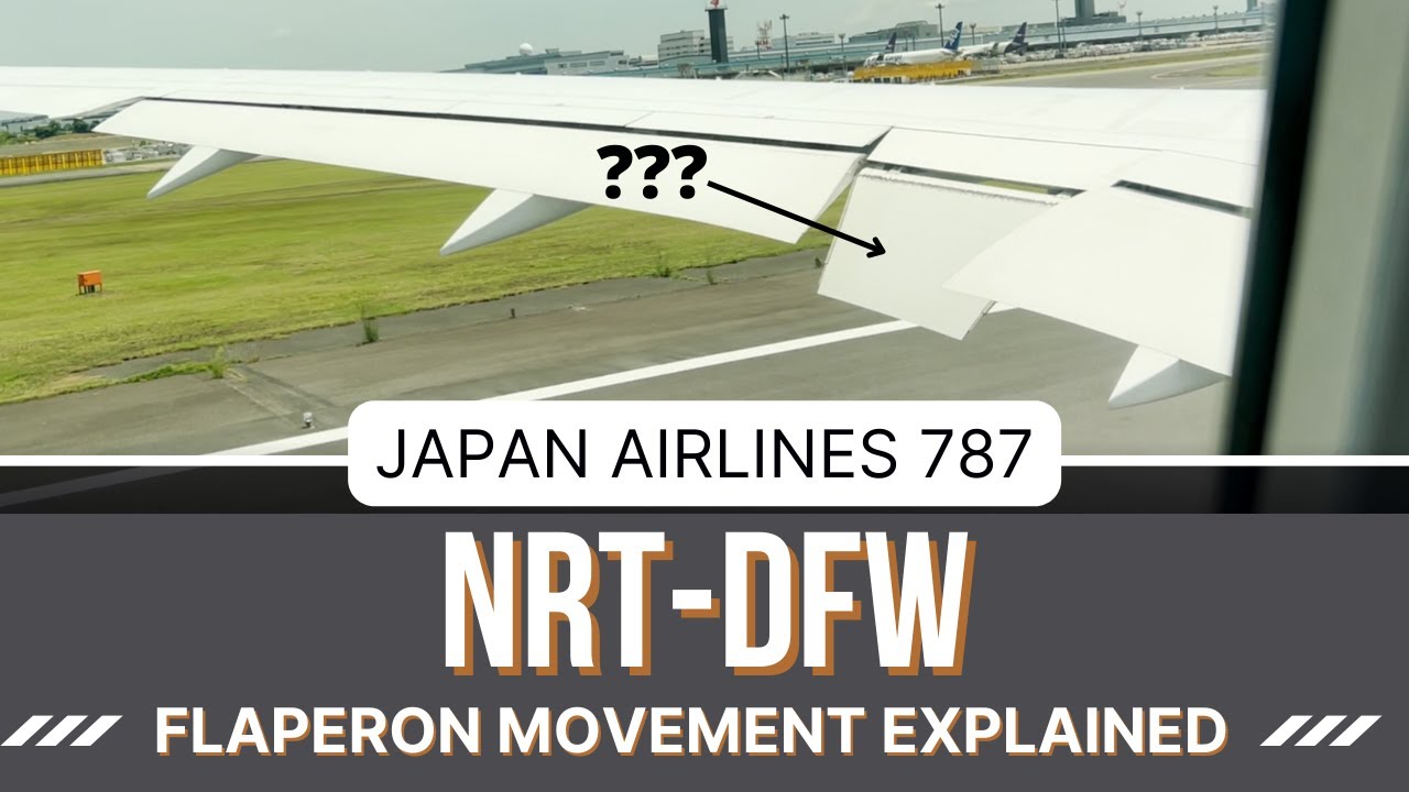 Japan airlines 787 NRT-DFW | Why do flaperons move strangely on takeoff?