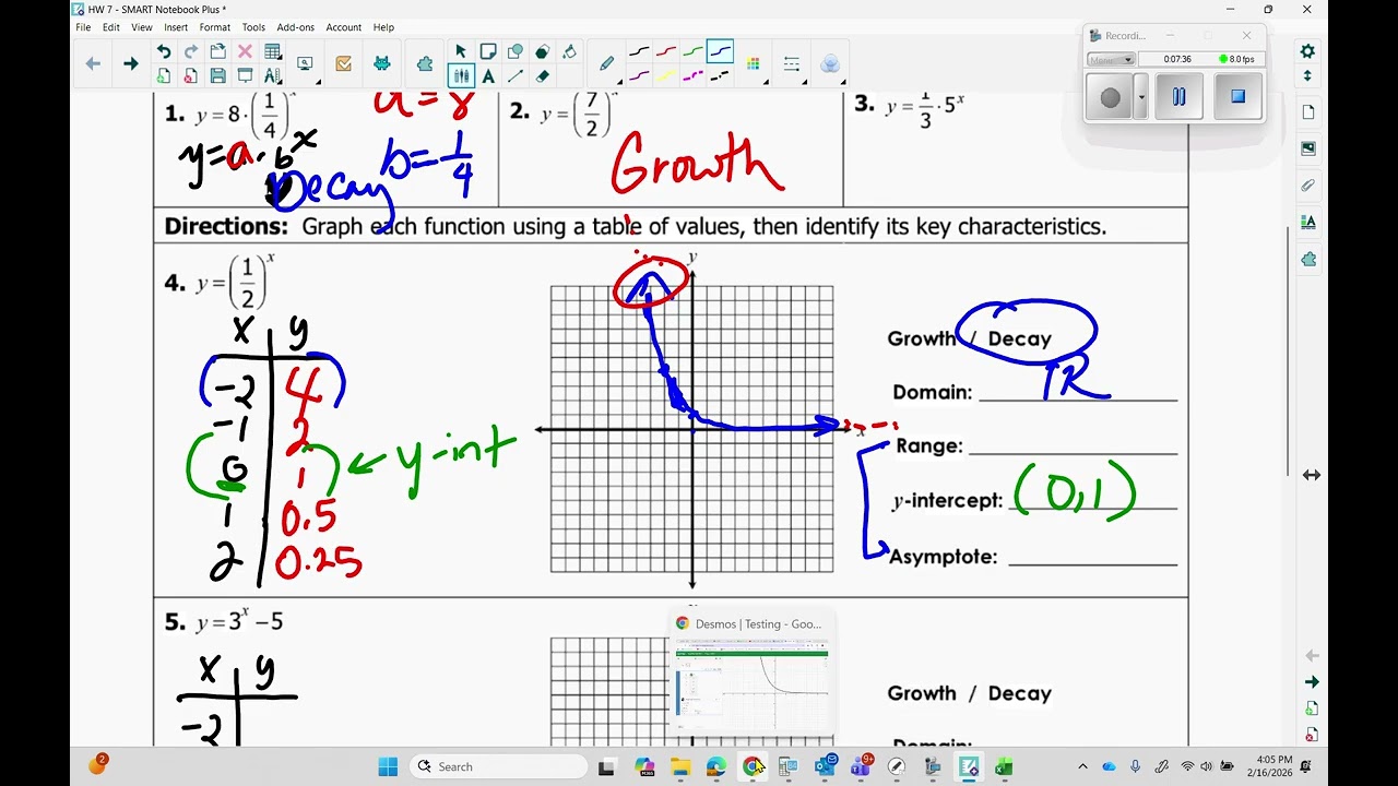 HW 7-Graphing Exponential  Functions