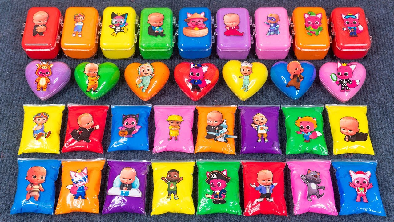 Cocomelon Rainbow Heart🦖 Pinkfong with JJ, TomTom Finding Hidden Slime & Glitter Satisfying ASMR🌈