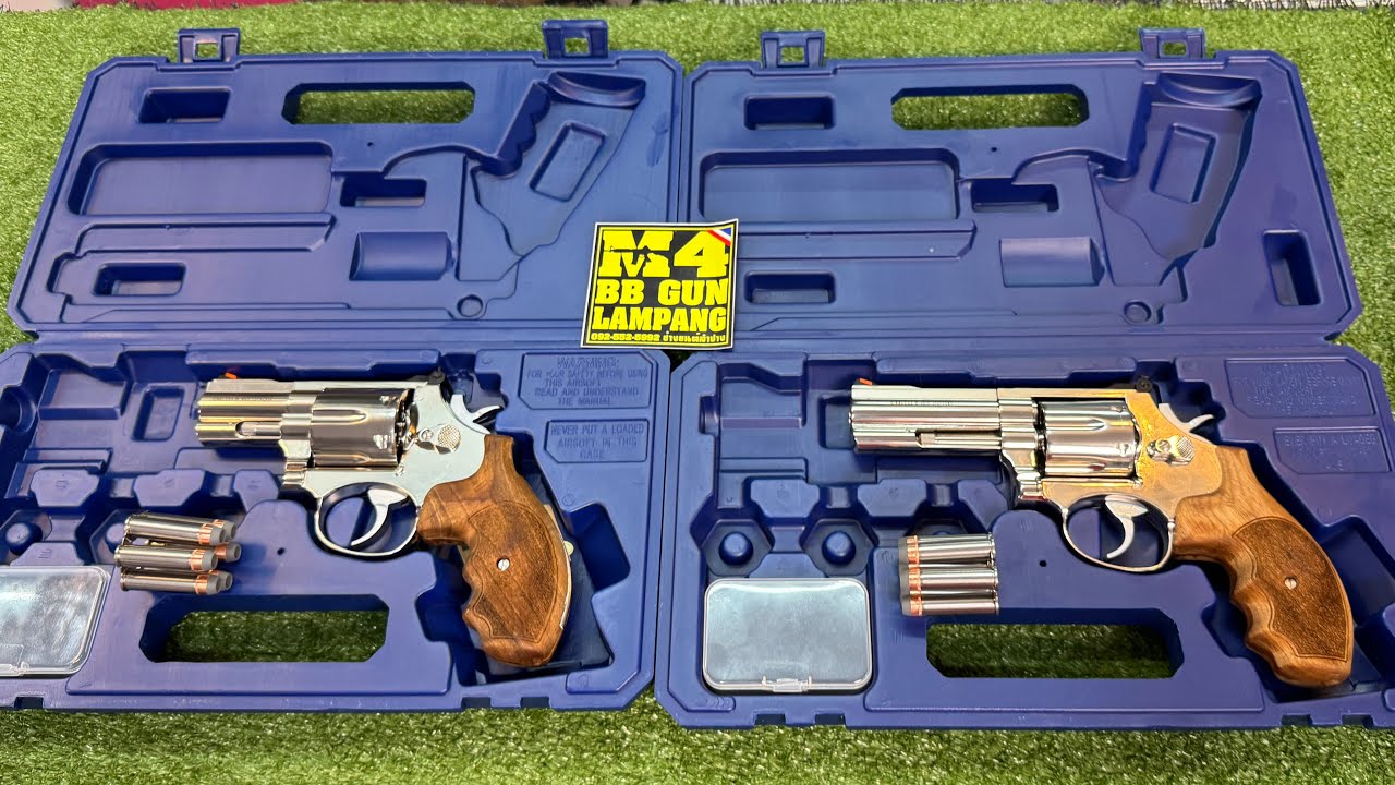 Smith-Wesson.357Magnum ลำกล้อง2.5 และ3.5นิ้วปืนลูกโมอัดแก๊สCO2 สีเงินเงาไต้หวัน Ares Amoba  Aissoft
