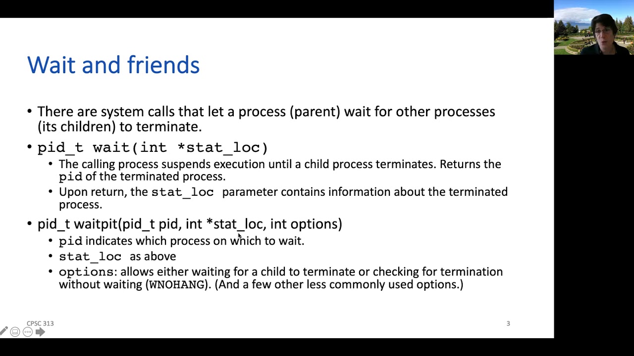 Making processes wait (wait and waitpid)