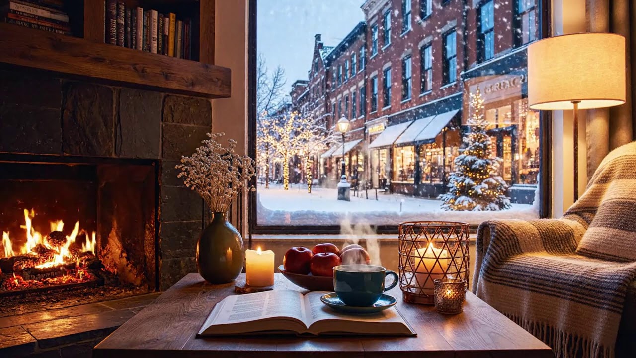Silent Snowfall Café Jazz 🔥 Warm Fireplace Atmosphere for Serious Focus