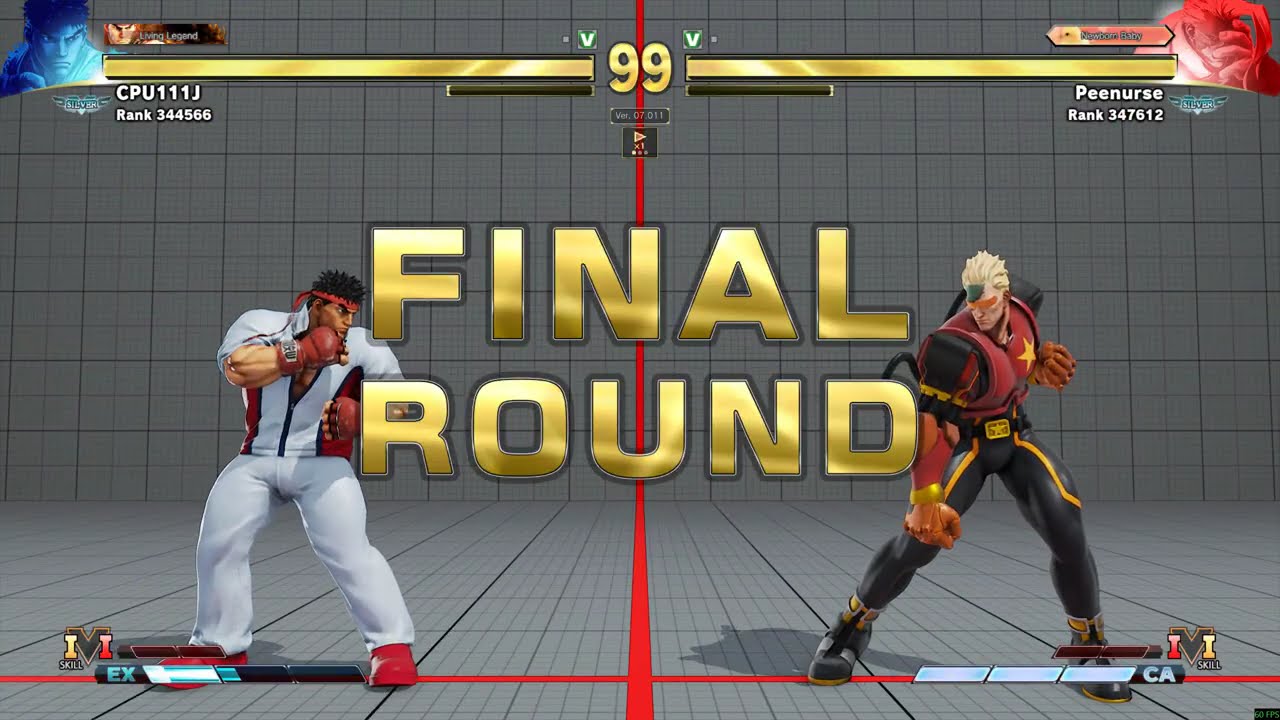 [Street Fighter 5 CE] Ryu vs Nash FT2 Ranked Match