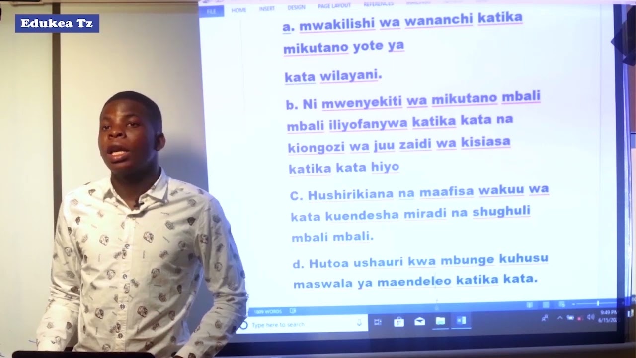 URAIA NA MAADILI DARASA LA V  MUUNDO WA UONGOZI WA SERIKALI