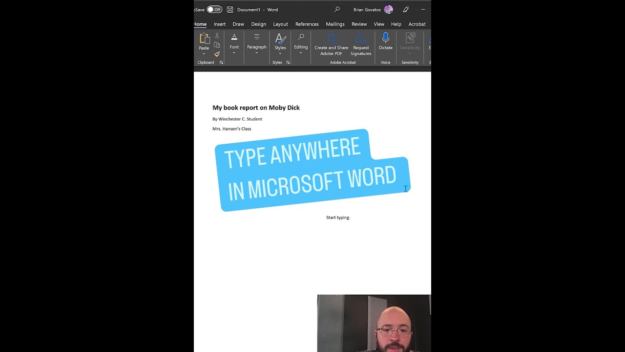 Type Anywhere in Microsoft Word