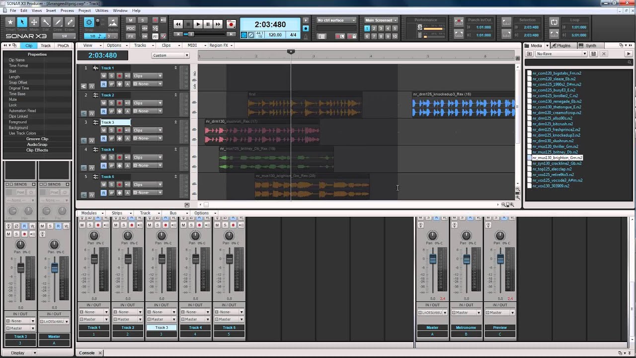 Cakewalk Sonar X3. Les. 14. Tracks and clips