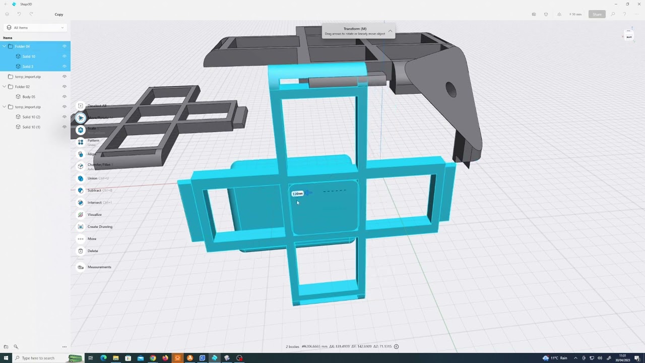 Align parts and Group/Folder in Shapr3d