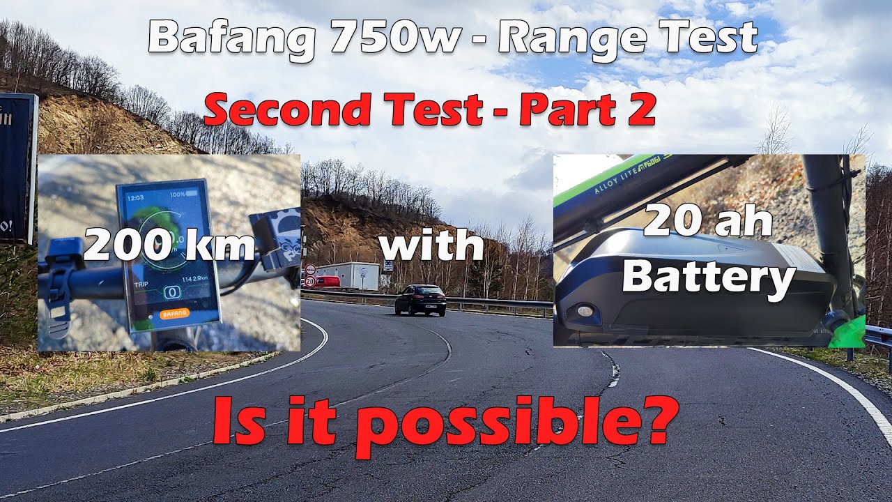 Bafang 750W - 200 km with 20 Ah battery  - Second Range test - Part 2