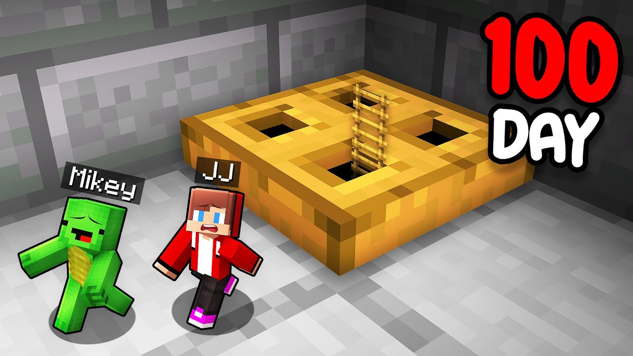 Mikey and JJ Survive 100 Days inside Trapdoor in Minecraft (Maizen)