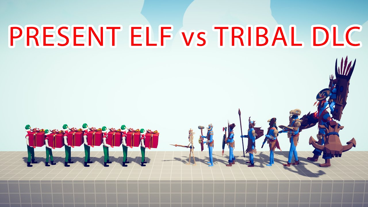 PRESENT ELF Team vs TRIBAL DLC Team - Totally Accurate Battle Simulator TABS