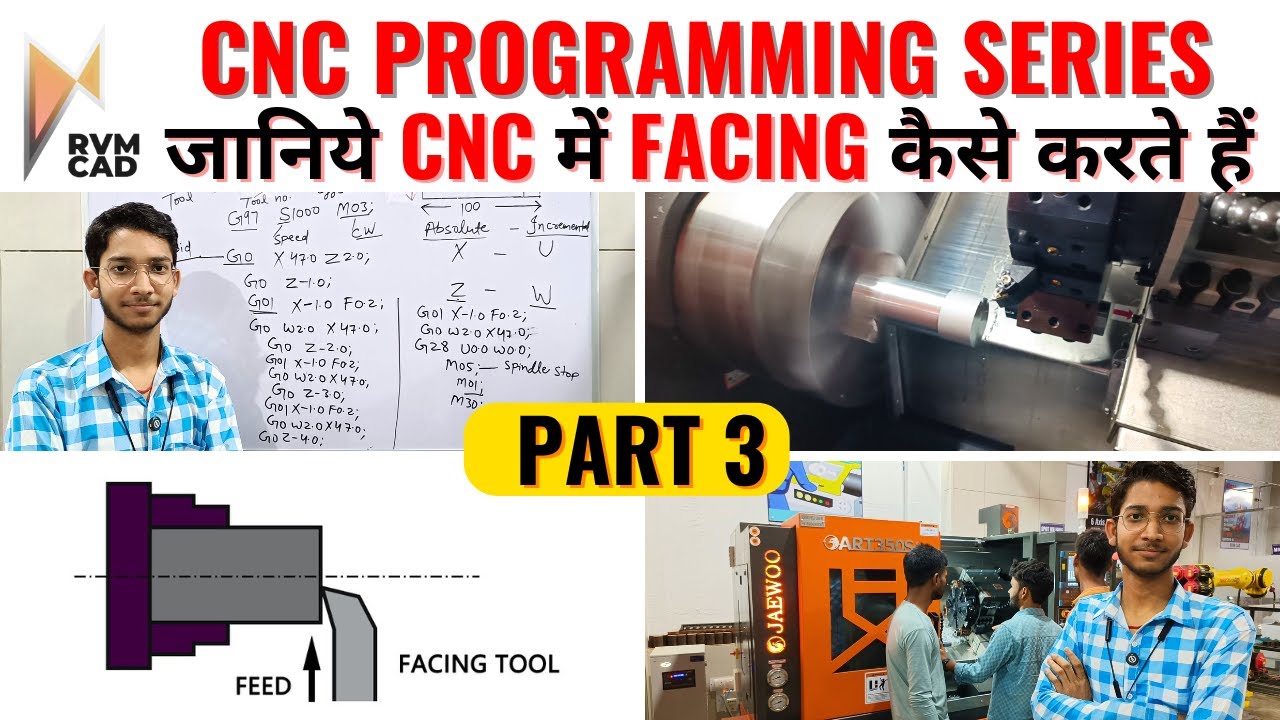 CNC Machine Programming G Code - CNC Facing Program | CNC Programming Series  | RVM CAD - 100% Job