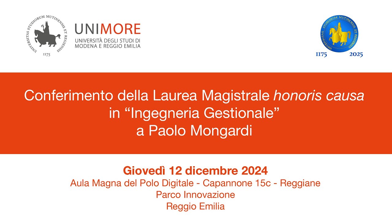 Conferimento della Laurea Magistrale honoris causa in 