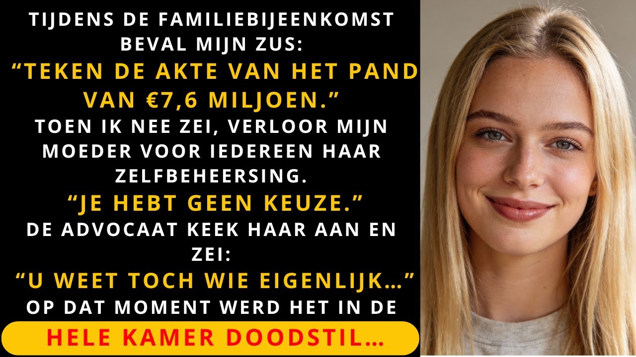 Tijdens de familiebijeenkomst beval mijn zus: “Teken de akte nu.” Toen ik weigerde…