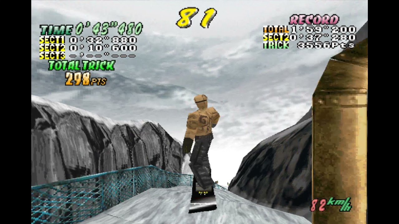 Cool Boarders 2 (PSX) - Pipeline Canyon Shortcut w/o Rail Sliding