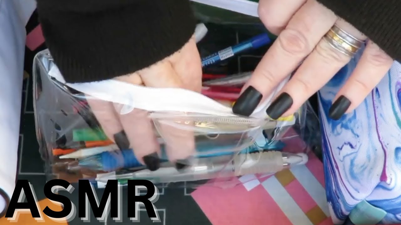 ASMR Nostalgic Pen Rummage in Pencil Cases. Super Tingly! No Talking