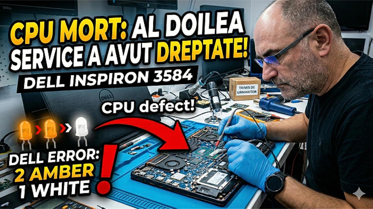 💻Cod Eroare 2 Amber , 1 White ! CPU MORT la Dell Inspiron 3584 ! Al doilea service a avut dreptate !