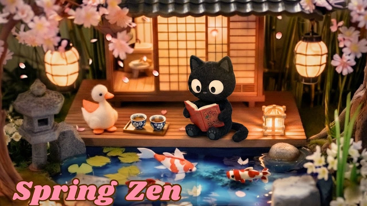 Spring Study Lofi Jazz 🌸 Cozy Japanese Garden for Deep Focus