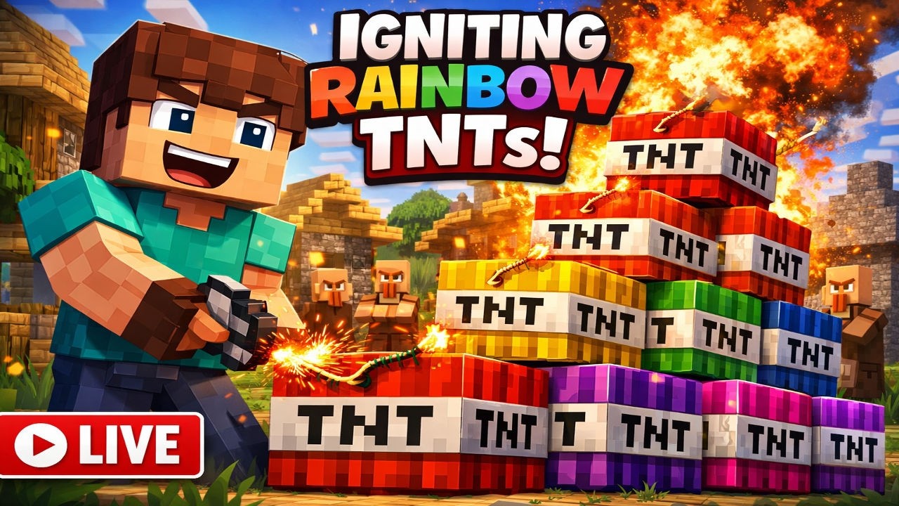 RAINBOW TNT vs VILLAGE 😱💥 | Minecraft LIVE #minecraft #viral #1