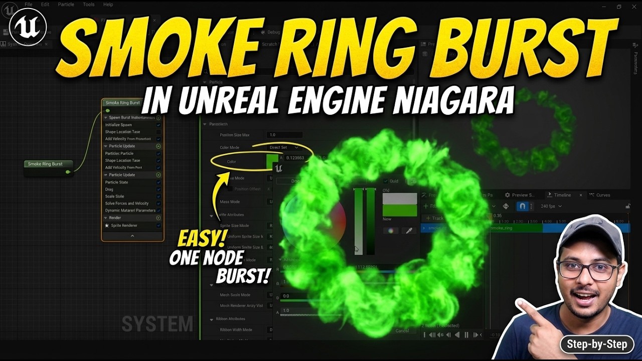 Взрыв дымового кольца в Unreal Engine Niagara