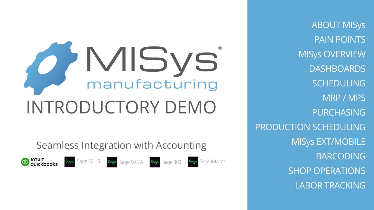 MISys Demo | The Official MISys Manufacturing Software Introductory Demo