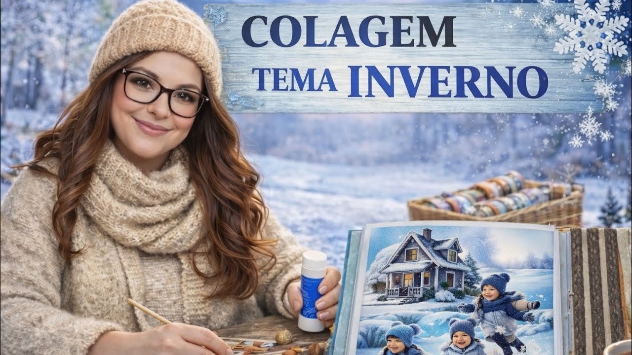 COLAGEM TEMA INVERNO | DECORANDO MEU CADERNO ARTESANAL | COLEÇÃO 4 ESTAÇÕES