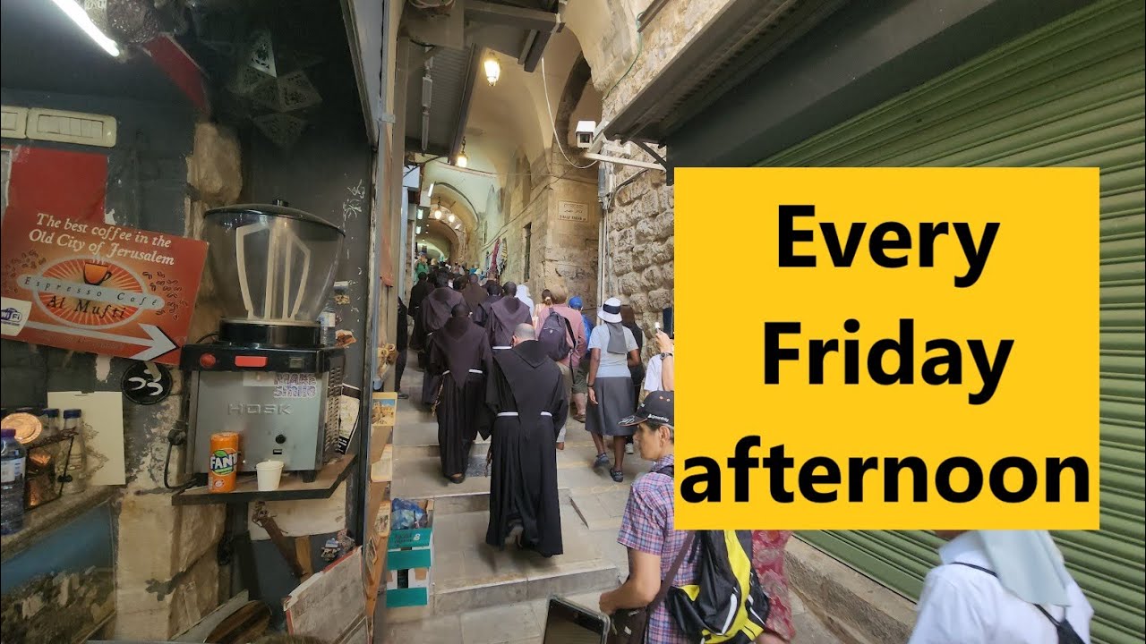 Via Dolorosa Christian Friday Procession (Jerusalem) led by Franciscan friars