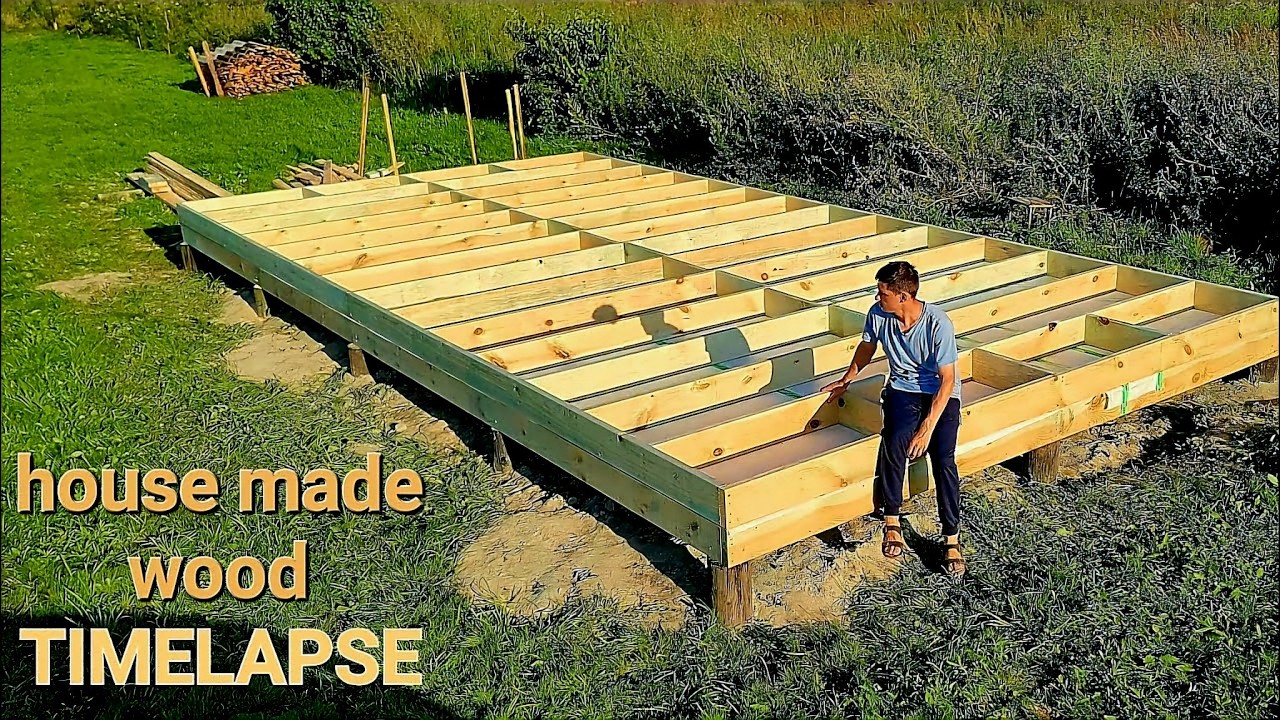 Amazing Time-Lapse: Building a Wooden House Frame Step by Step