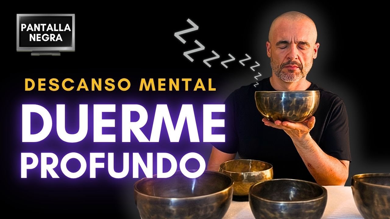 Duerme profundamente con cuencos tibetanos y Mar en calma | Pantalla negra sin interrupciones