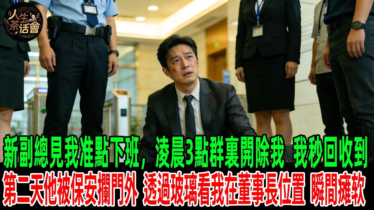 新副總見我准點下班，淩晨3點群裏開除我：「明天別來了！」我秒回收到。第二天他被保安攔門外，透過玻璃看我坐在董事長位置上喝咖啡，瞬間癱坐在地上！【人生茶話會】#情感故事#故事分享 #故事#原創