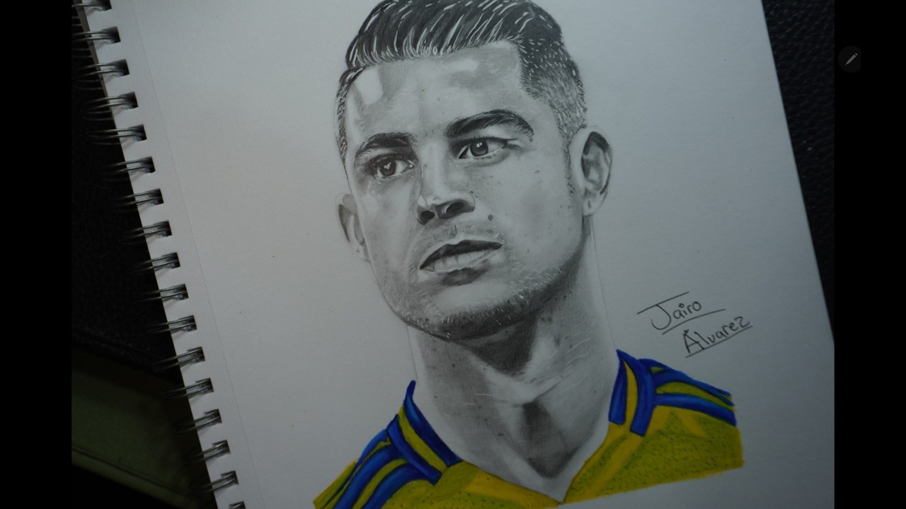 DIBUJANDO A CRISTIANO RONALDO DIBUJO COMPLETO