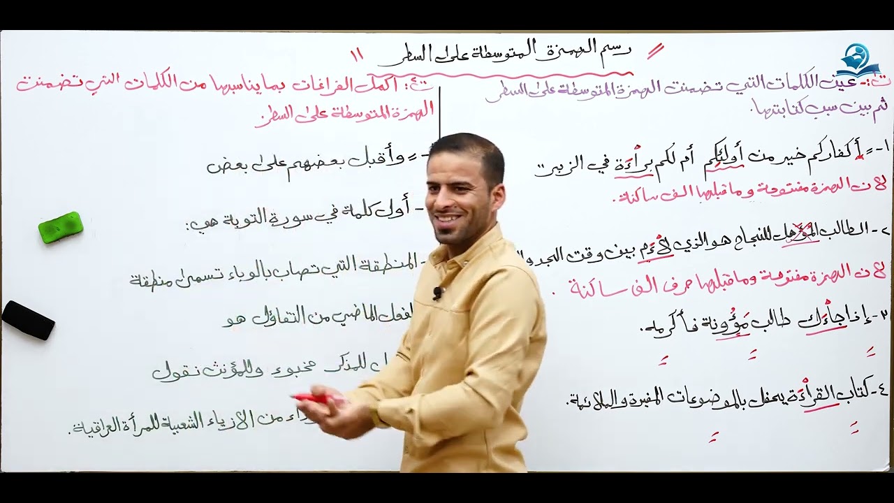 حل تمارين الهمزة المتوسطة على السطر للثاني المتوسط (المنهج الجديد)