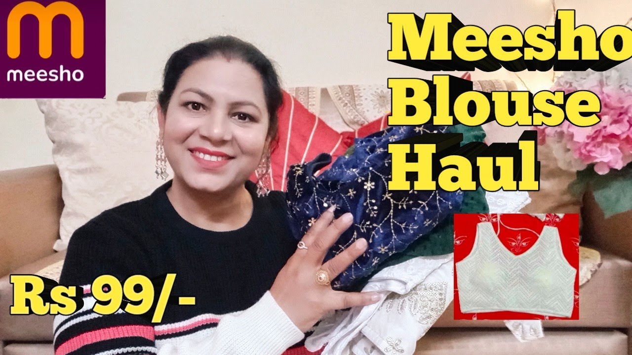 7+* Meesho Blouse Haul ₹99/- 💕 Beautiful lycra & embroidered blouse haul 