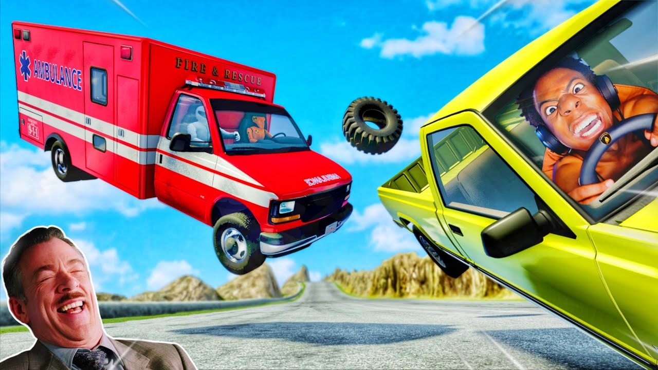 Ambulance vs Downhill 😱 - [BeamNG.Drive]