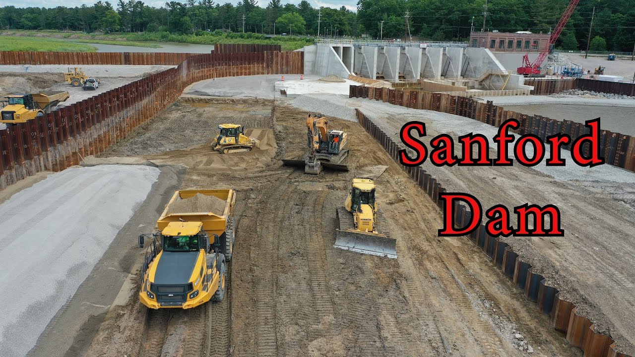 Sanford Dam Progress! -  HUGE Emergency Spillway Progress! - Low Level Outlet! - Drone -Dam Collapse