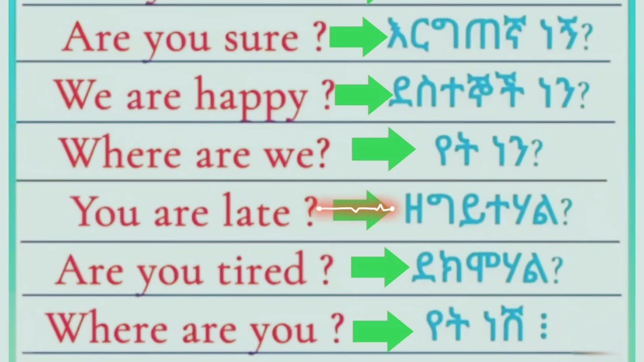 እንግሊዘኛን(English )በአማረኛ (Amharic)መማር|SPEAKING ENGLISH IN AMHARIC|