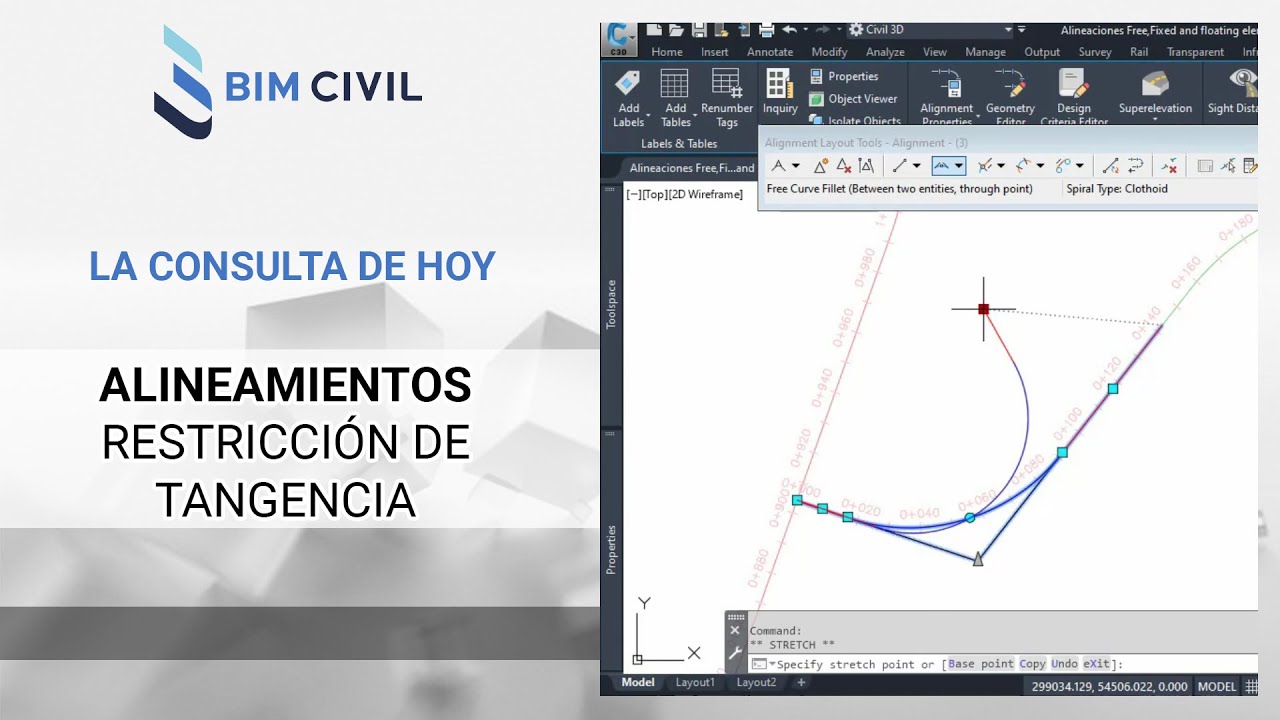 Restricción de tangencia en alineamientos en Civil 3D