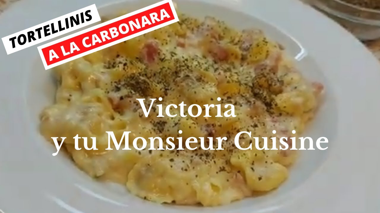 Como hacer TORTELLINIS A LA CARBONARA CON QUESO en Monsieur Cuisine y Thermomix