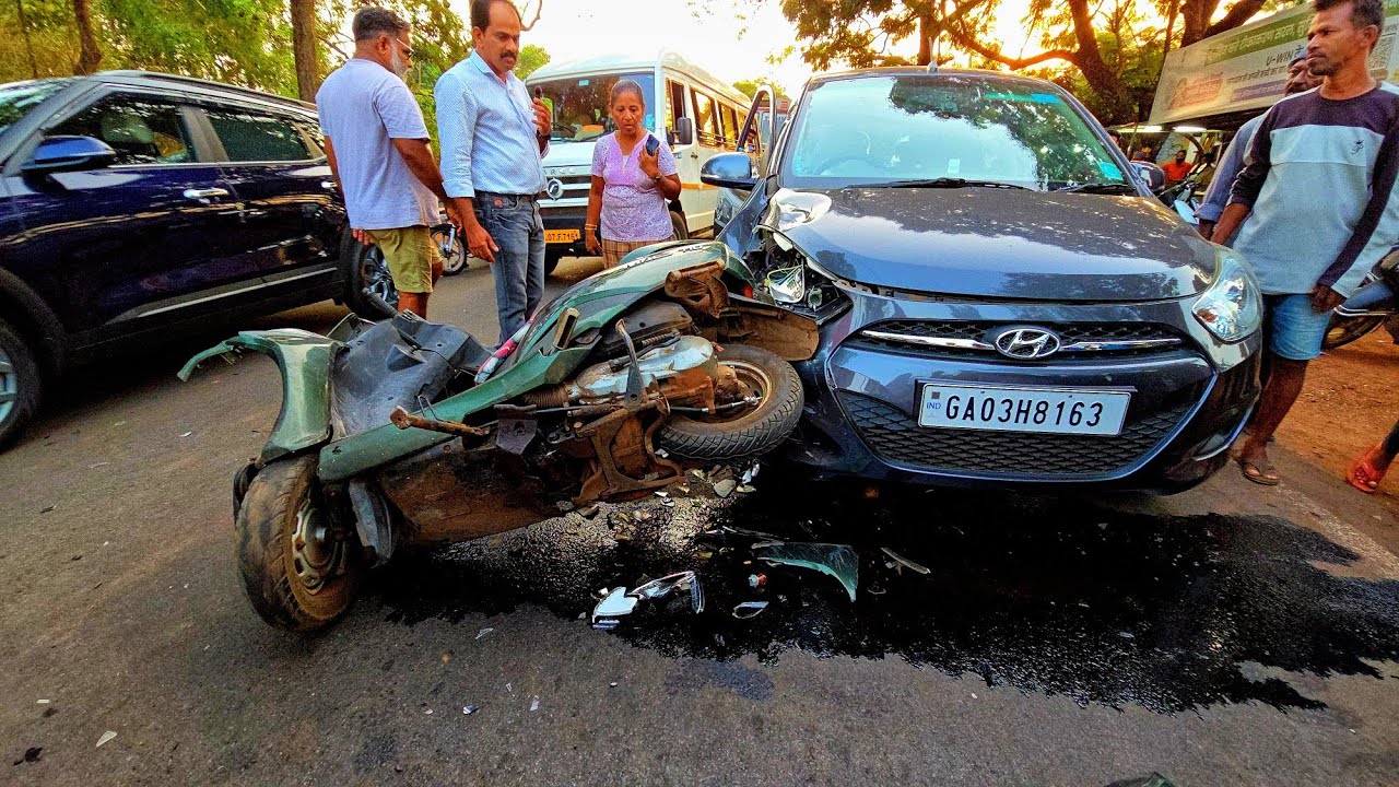 Major Accident At Madel-Thivim Between Car & Scooter.