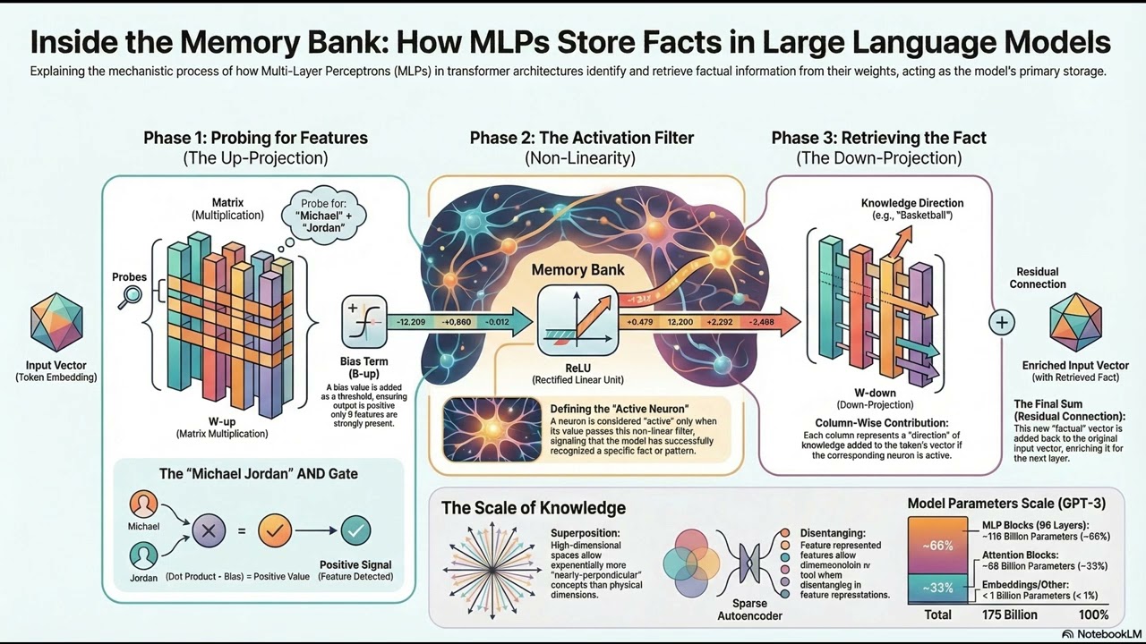 How LLMs Store Facts in MLPs