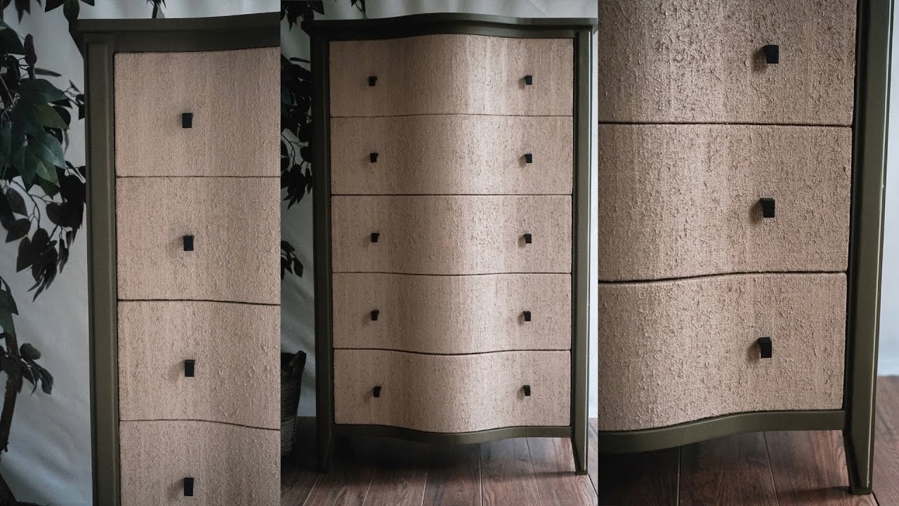 EXTREME Tall Boy Dresser Makeover | Adding Burlap to Drawer Fronts | Flipping Furniture for Profit