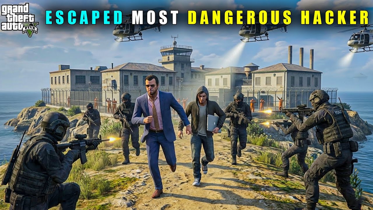 GTA 5 : MICHAEL ESCAPED INTELLIGENT HACKER FROM PRISON ISLAND || BB GAMING