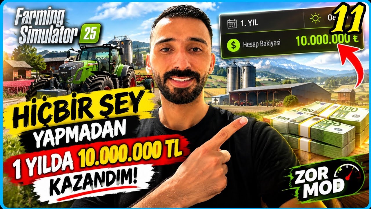 FS25&rsquo;TE BİR YIL BOYUNCA Hİ&Ccedil;BİR ŞEY YAPMADAN 10.000.000 LİRA KAZANMAK 😱 FS25 Zor Modda Kariyer #10